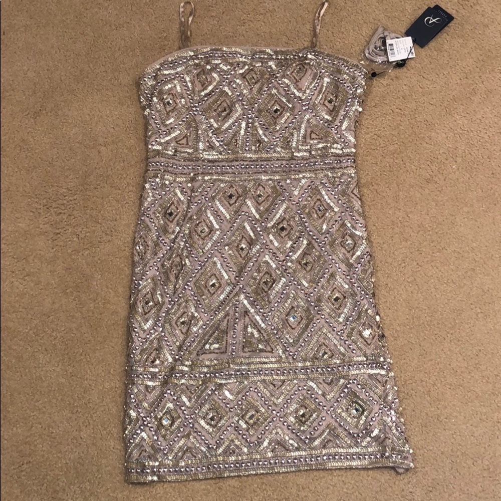 Gold sequin cocktail dress